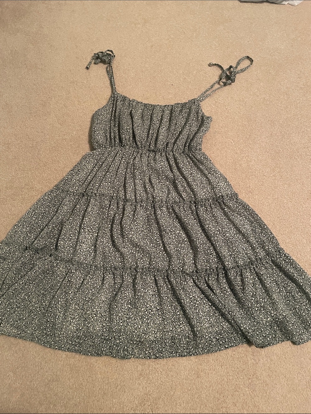 Tiered Green Cheetah Sundress